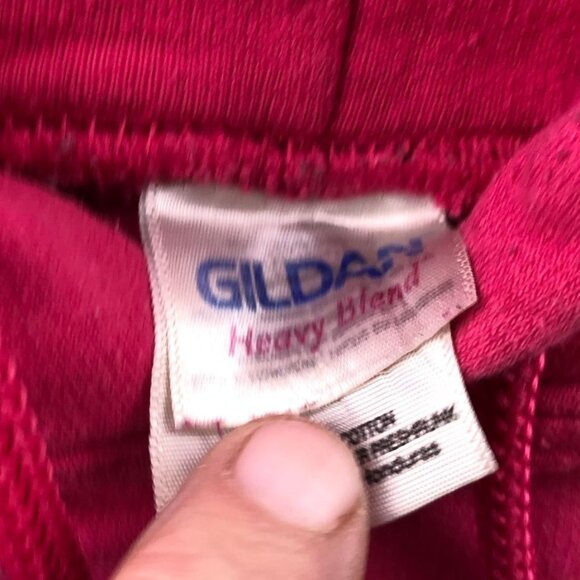 Gildan Womens Hoodie Sweatshirt Small Pullover Graphic Print Pink Drawstring - Picture 3 of 12